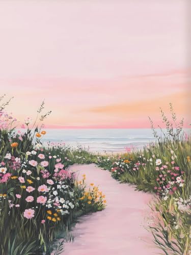 Diamond Art Kits for Adults,Pink Beach Diamond Art Painting Kits for Adults