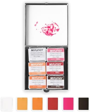 Mini Portable Handmade Artist Watercolor Paint,6 Colors Solid Watercolor