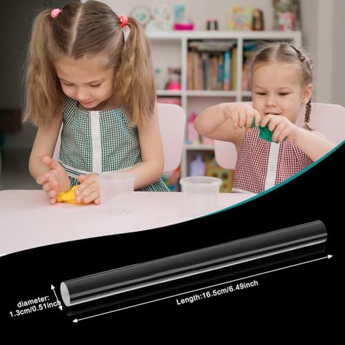 Clabby 14 Pieces Acrylic Clay Roller Plastic Polymer Pin, 6.5 x 0.5 Inch | Clear Plastic Tube Roller, Small Rolling Pins for Crafts, Bulk Pack Handmade Art Supplies, Smooth Surface DIY Projects