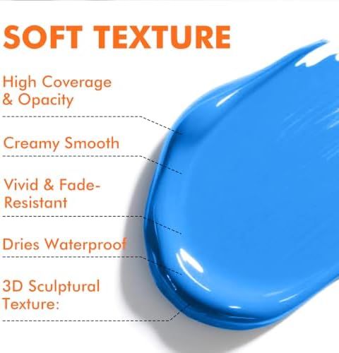 GOTIDEAL Blue Acrylic Paint, Sky Blue Paint (250ml / 8.45oz) Tubes
