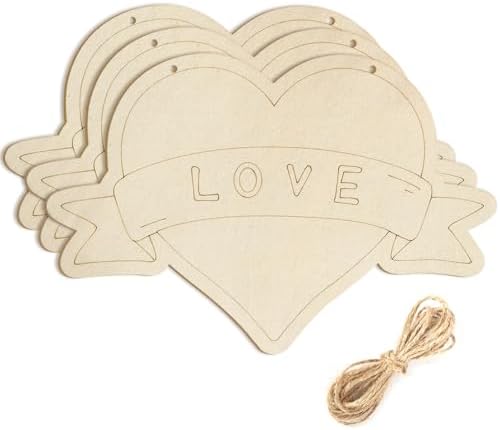 Large Size 12" Wooden Heart Ornaments to Paint, Valentine's Day Happy Mothers Day DIY Blank Unfinished Wreaths Front Door Sign Decorations Love Heart Ornament Door Hanging Sign Plaque Crafts 3PCS