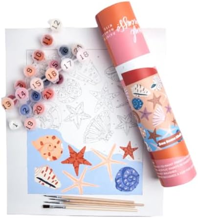 Pink Picasso Paint by Number Kit, All Ages, 8x10, See Some Shells | Mid Century Modern Collection, Acrylic Paints and Brushes included, Pre-printed high quality canvas, DIY art kit, Gift-ready