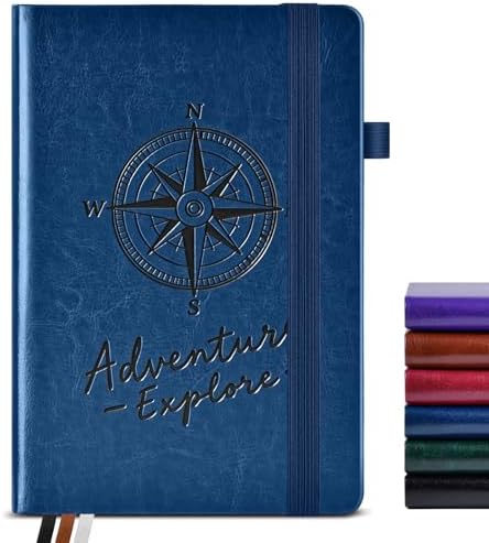 PAIBAS Lined Journal Notebook for Women Men, 160 Pages, A5 Hardcover Vintage Leather Journaling Notebooks for Work, School, Note Taking, Travel, Bible Study, Daily Diary for Writing 5.8"x8.5" (Navy)