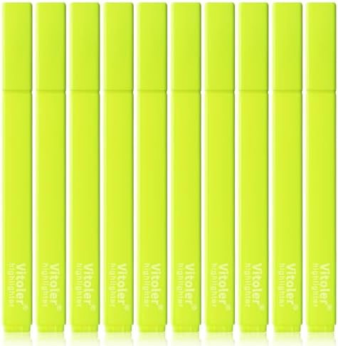 Vitoler Yellow Highlighters,Bright Color Dry Fast,Chisel Tip,10Pcs | Dry Fast,long lasting high quality for bible study,books,journal,writing,school office