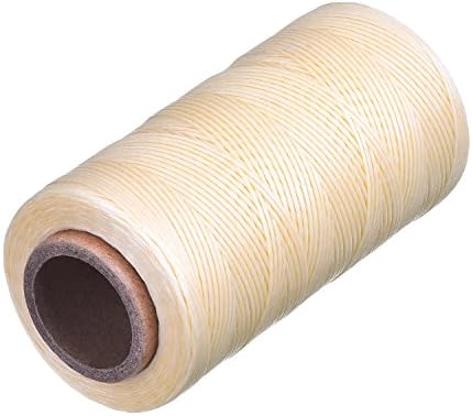 Eboot 284 Yards Waxed Thread 150d 1 mm Leather Sewing Waxed Thread Cord for Leather Craft DIY, Bookbinding, Shoe Repairing, Hand Stitching(Beige)