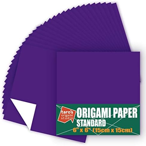 [Taro's Origami Studio] Standard 6 Inch One Sided Single Color (Purple) 50 Sheets (All Same Color) Square Easy Fold Premium Japanese Paper for Beginner (Made in Japan)