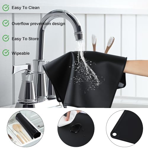 Standard Silicone Mat,Black Baking Mat-Food Grade Kids Dinner Table Placemat Non Slip Counter Mat with Raised Edges Heat Resistant Mat for Air Fryer Nonstick Pastry Dough Mat(1 Pack 23.6'' x 15.7'')