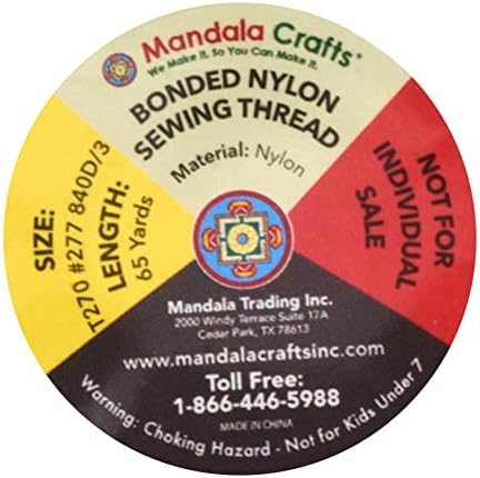 Mandala Crafts Size 277 840D T270 12 Neutral Bonded Nylon Thread, 780 YDs