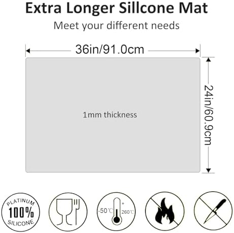 36" x 24" Extra Large Silicone Mat for Epoxy Resin, non-slip, heat-resistant, demolding, etc. (Black)