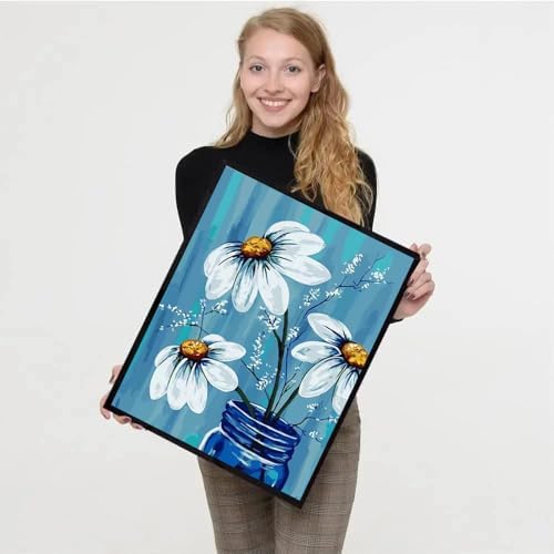 4 Pack paint by numbers kit for adults Framed Canvas with Wooden Easel