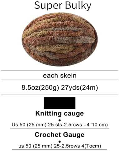 Chunky Yarn for Hand Knitting, No7 Thick Yarn, 250Grams 32Yards, Pack of 4, Perfect for Knitters and Crafters (Pudding)