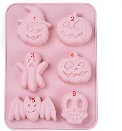 Craftdady Silicone Soap Mold 6 Cavities Bat Ghost Skull Pumpkin Moulds Trays, 2 Pack for Handmade Craft Biscuit Candy Chocolate Fondant Cake UV Resin Epoxy Resin Jewelry Making