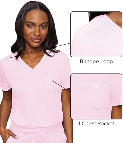 Med Couture Touch Women's Scrub Tops V-Neck Tuck-in Top with 1 Pocket