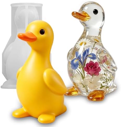 Wehous Duck Silicone Molds for Epoxy Resin, Cute Chubby Duck Shape Resin Concrete Candle Soap Molds, 3D Animal Casting Clay Art Craft Mold for DIY Keychain Car Freshie Table Home Ornament