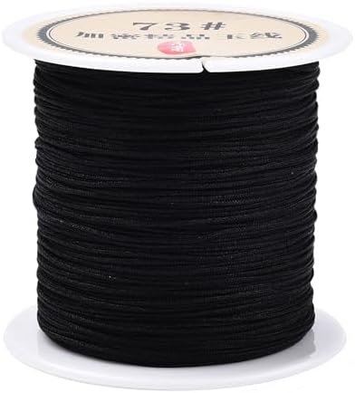 Elecrelive 43 Yards Black String for Bracelets, 0.6mm Black Nylon Thread