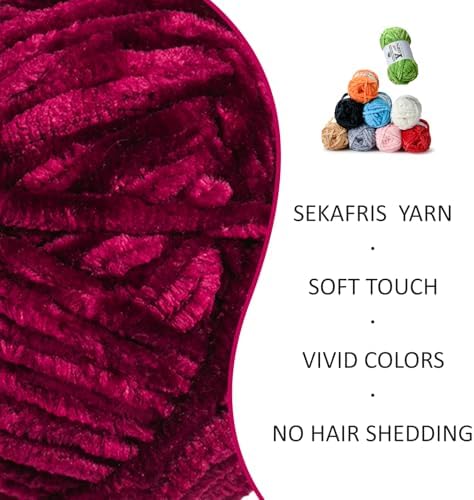 Chenille Crochet Burgundy Yarn 1 Pack