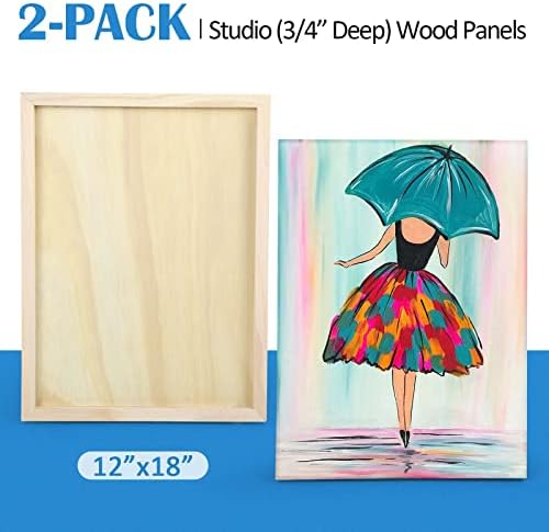 Falling in Art 2 Pack 12x18 Unfinished Birch Wood Panels Kit for Painting