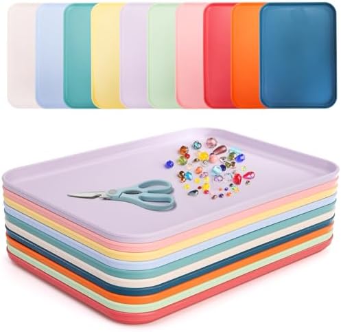 Lyellfe 10 Pack Plastic Art Trays, Stackable Activity Crafts Organizer Tray