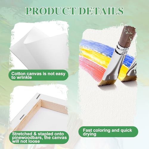 ESRICH Mini Canvases for Painting,4x4In Canvas in Bulk 10Pack, 2/5In Profile Small Square Canvas, Blank Canvases are Great for School Projects and Kids Birthday Parties, Home Decor Project.