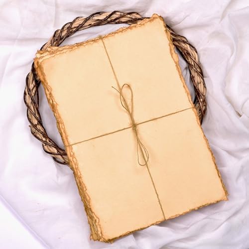 LEATHER VILLAGE Watercolor Paper- 7.5 X 11 inches - 20 Sheets Watercolor Paper for Drawing, Sketching, Wedding Cards & Crafts - 150 GSM Thick Deckle Edge Virgin Cotton Handmade Paper - Vintage
