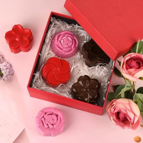 Actvty Flower Silicone Mold, 2 Pcs of 6 Cavities Different Flower Shapes Baking Molds for Make Chocolate Cake Jelly Homemade Soap Bath Bombs