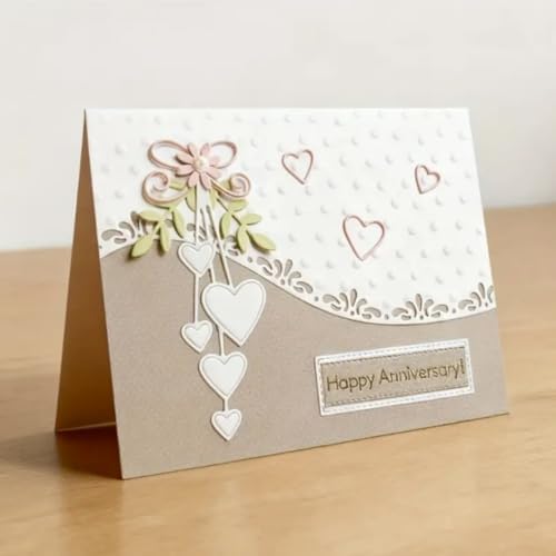 Scrapbooking Die-Cuts, Layer Frame Net Set Metal Cutting Dies for Card Making, Paper Craft Template, Background Embossing Stencils, DIY Album Décor (Anniversary Heart Border-14.5x7.9cm)