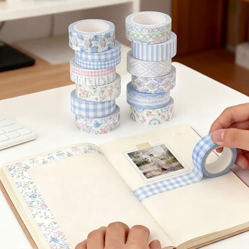 Colarr 21 Rolls Watercolor Floral Washi Tape Set 6 Yard Spring Flower Decorative Masking Tape for Craft DIY Arts Scrapbook Journaling Supplies Gift Wrapping, 3 Sizes