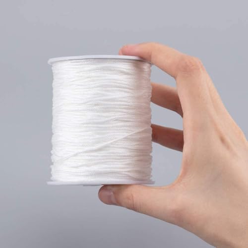 PH PandaHall 1.5mm White Nylon String 100 Yards Lift Shade Cord Blinds Pull String Wind Chime Strings Braided Beading Strings Kumihimo Macrame Thread for Windows Roman Shade Repair Friendship Bracelet