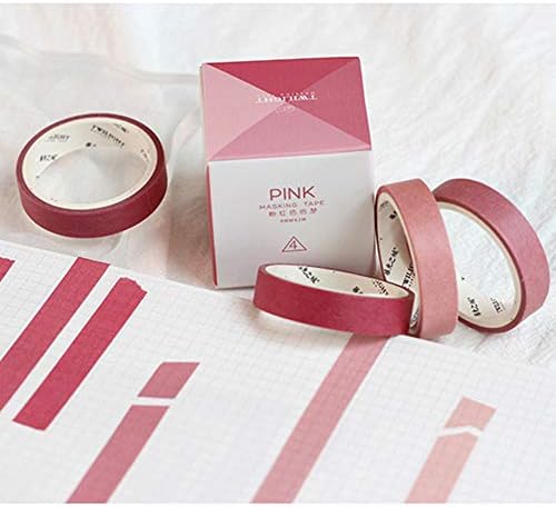 YUBBAEX Natural Color Washi Tape Set 4 Rolls Decorative Tapes for Arts, DIY Crafts, Journals, Planners, Scrapbooking, Wrapping -Neutral Color- (2-Pink)