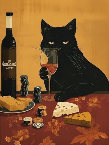 Diamond Art Kits for Adults,Black Cat Diamond Painting Kits 12x16in