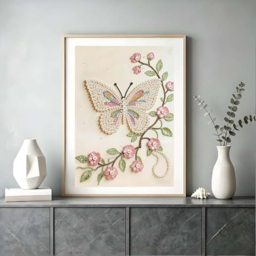 Butterfly Pearl Diamond Painting Kits for Adults,5D Diamond Art Pearl Kits