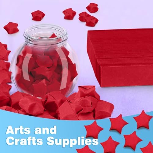 FoDau770 Solid Color Star Paper Strips - 360 Sheet, Red