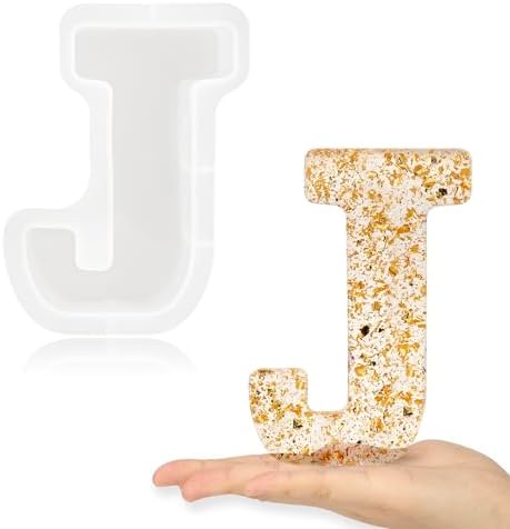 Gartful 7 Inch Large Letter Molds for Resin, 3D J Capital Alphabet Epoxy Resin Mold, A to Z Thick Resin Letter Molds for Making Letters, Word Sign Art, DIY Crafts, Making Cake, Party Home Decor