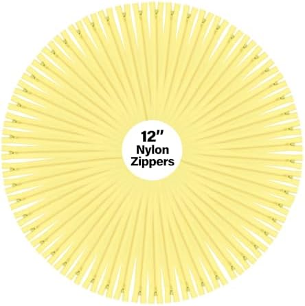 Mandala Crafts 80 PCs Butter Yellow Closed-End 12" Nylon Zippers for Sewing