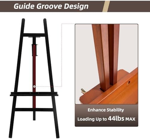 Large Black Wooden Easel Stand for Sign, A-Frame Painting Easel