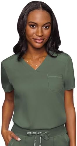 Med Couture Touch Women's Scrub Tops V-Neck Tuck-in Top with 1 Pocket