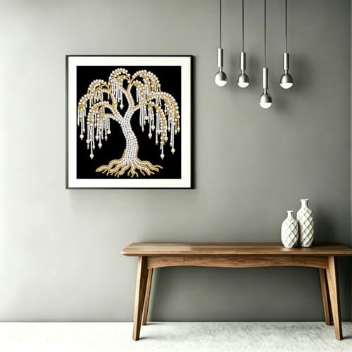 DIYBEADDOT Willow Special Shape Diamond Pearl Painting Kits for Adults,5D Diamond Art Pearl Painting Kits for Beginner, DIY Special Shape Pearl Gem Crafts for Home Wall Decor 11.8 X11.8 Inch