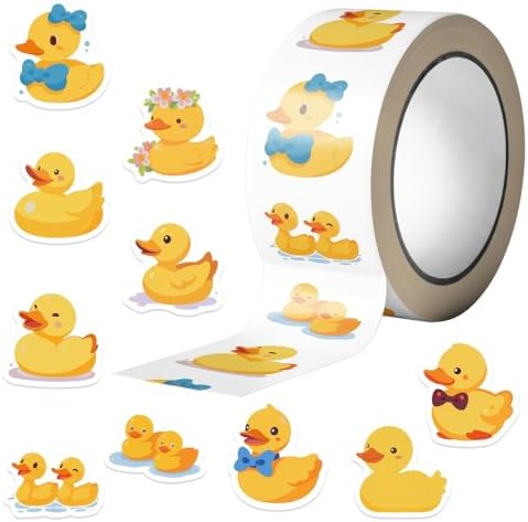 500Pcs Rubber Duck Stickers Waterproof Vinyl Decals Roll