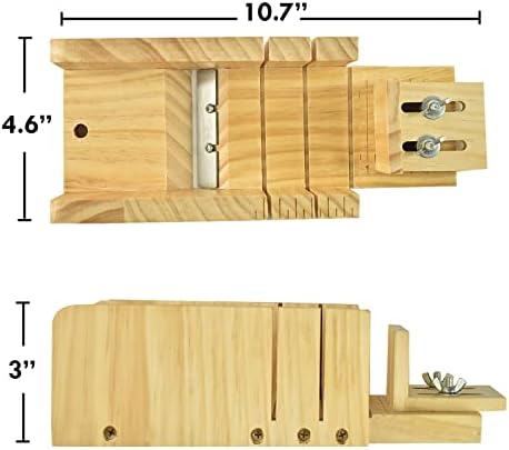 Artcome Loaf Soap Making Cutting Mold Kit Multi-Function Adjustable Wood Soap Mold Set - Rectangular Silicone Mold Set with Stainless Steel Wavy & Straight Cutter