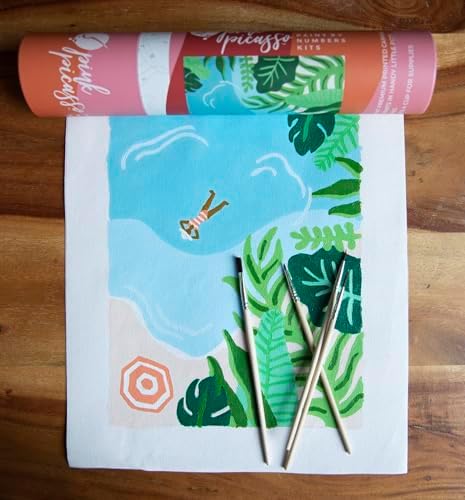 Pink Picasso Paint by Number Kit, All Ages, 8x10, Tropic Like It's Hot | Mid Century Modern Collection, Acrylic Paints and Brushes included, Pre-printed high quality canvas, DIY art kit, Gift-ready
