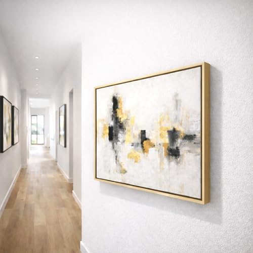 Canvas Floater Frame for 1 to 1.25 Inch Deep Gallery Wrapped Canvas, Modern Wood Grain Textured Floating Frame for Finished Oil Paintings & Wall Art, Durable Lightweight Polyresin, Made in USA (Champagne Gold,18 x 20 Inch)
