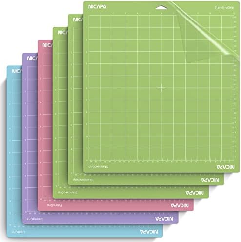 Replacement Cutting Mat(12x12 inch）for Cricut Maker /3/Explore 3/Air /2/One (6pack-3xStandard、Light、Strong、Fabric) Adhesive&Sticky Non-Slip Flexible Square Gridded Cut Mats Set
