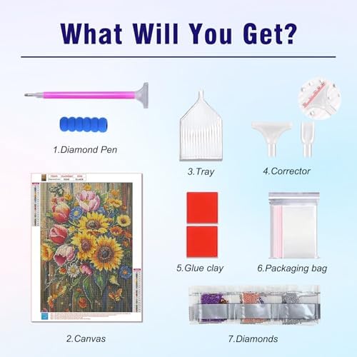 Flowers Diamond Art Kits for Adults, DIY Crafts for Adults 12x16in