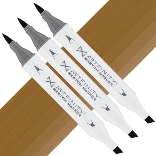 Artfinity Sketch Markers - Set of 3 - Sepia Y8-6, Vibrant, Professional, Dye-Based Alcohol Markers for Artists, Drawing, Travel, & More
