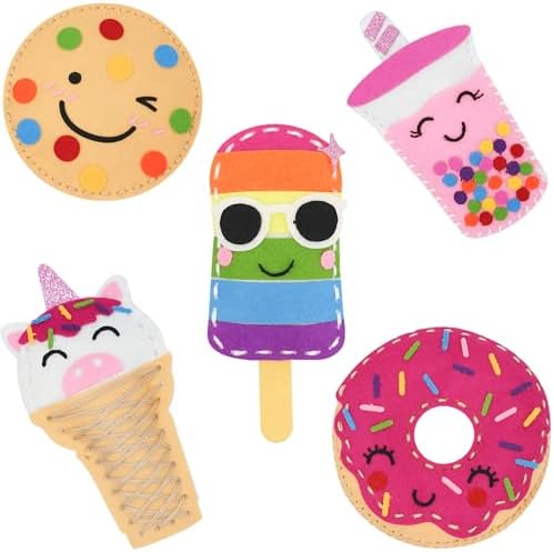 Cymbana Kids Sewing Kit, DIY Food Felt Plush Donuts, Ice Cream Kids Crafts