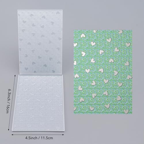 Valentine's Day Hearts 3D Embossing Folder for Card Making DIY Scrapbooking Heart Background Embossing Stencil Plastic Template Folder for Paper Crafting Arts Crafts Valentine's Scrapbook Album Decor