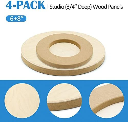 Falling in Art 4 Pack 6&8 Unfinished Round Birch Wood Panels for Painting