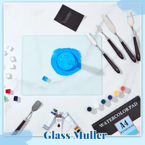 Nuanchu 109 Pcs Paint Muller Glass Slab Set,2.95'' in Dia,Long Handle