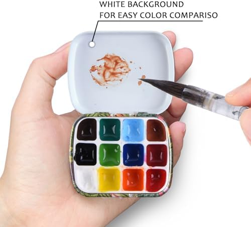 Portable Travel Watercolor Palette, Mini Metal Tin Box,12-Well Empty Tins