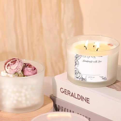 6 PCS 16 oz Frosted White Glass Candle Jars - 3 Wick, Empty Candle Containers for Candle Making Supplies
